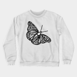 Butterfly line art black, no background Crewneck Sweatshirt